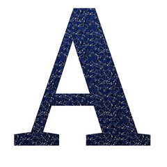 alphabet, A with constellation pattern