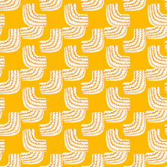 Random seamless colorful pattern. Bright yellow background and white elements