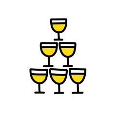 champagne stack doodle icon, vector color illustration