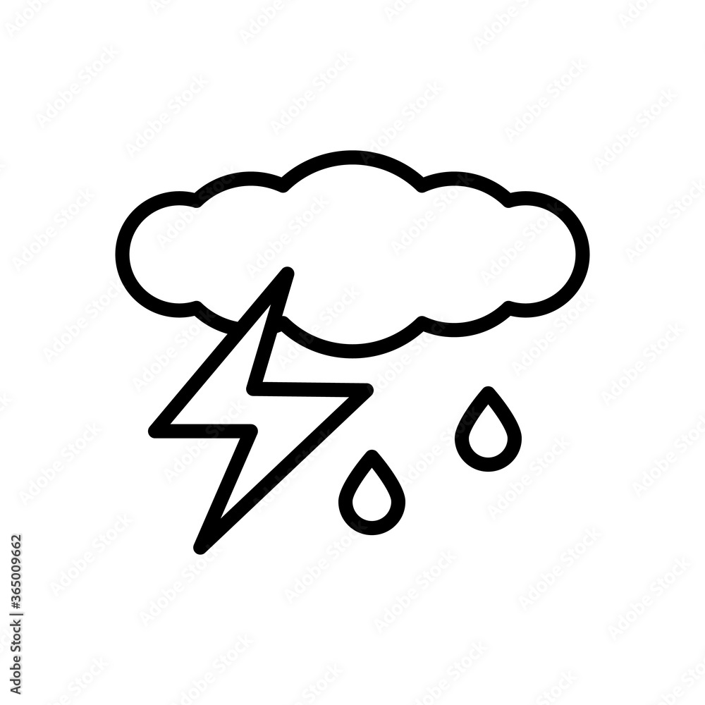 Poster cloud, rain, lightning icon. simple line, outline vector elements of forecast icons for ui and ux, w