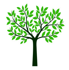 Shape of Tree with green leaves. Vector outline Illustration. Plant in Garden. EPS file.