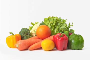 Composition with vegetables isolated on white background.