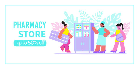  Pharmacy Store Flat Banner 