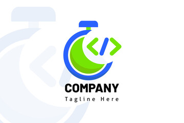 timer coding logo illustration template