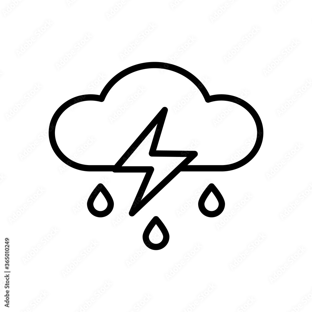 Poster cloud, rain, lightning icon. simple line, outline vector elements of forecast icons for ui and ux, w