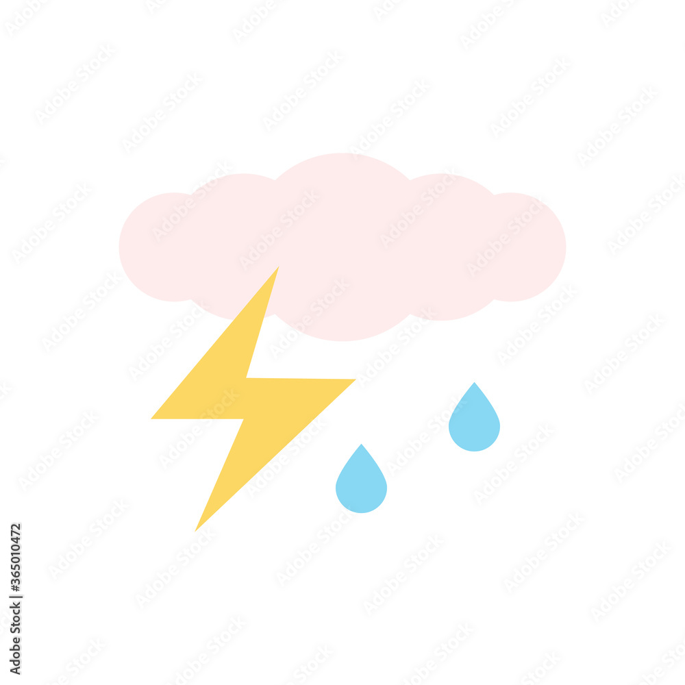 Poster cloud, rain, lightning icon. simple color vector elements of forecast icons for ui and ux, website o