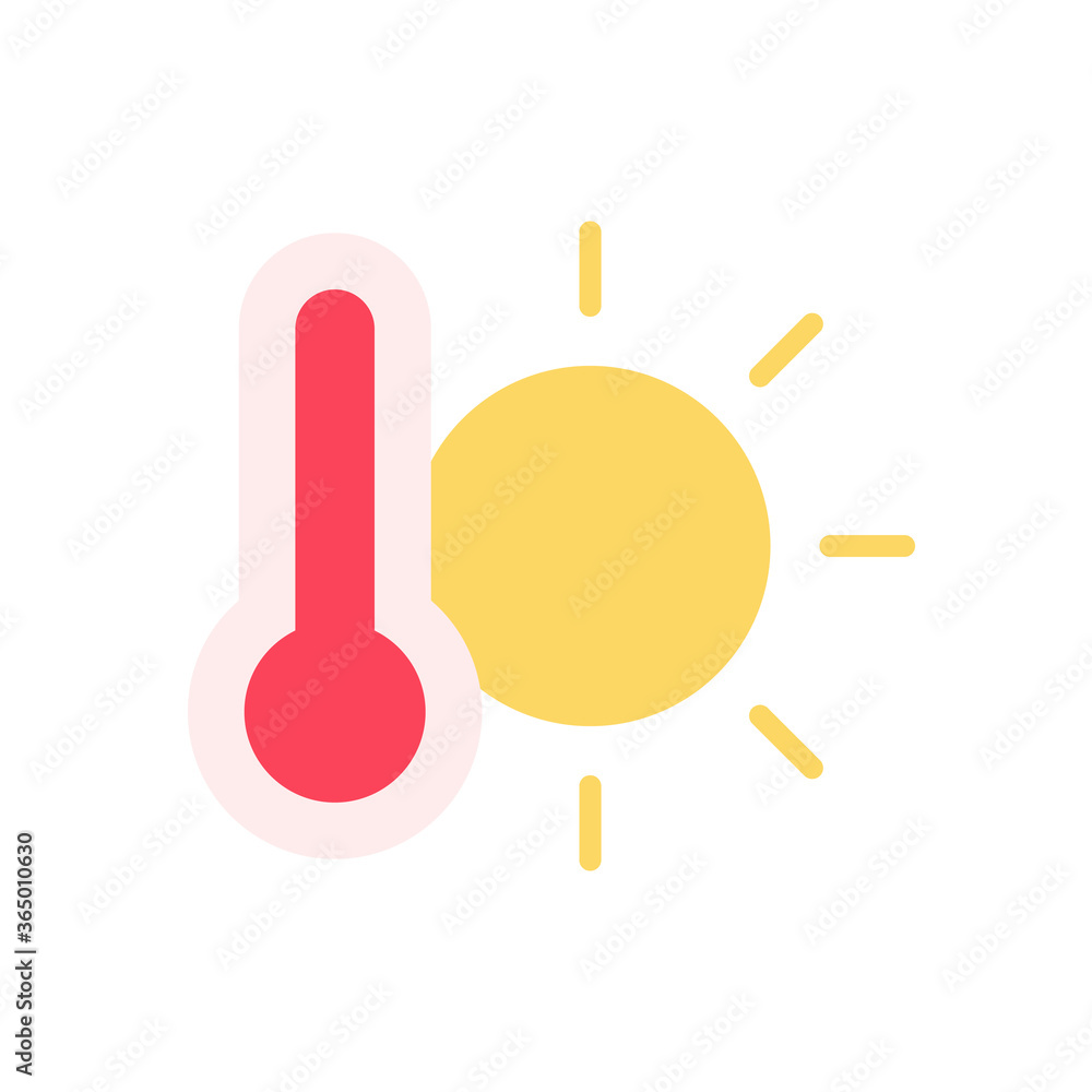 Poster sun, thermometer icon. simple color vector elements of forecast icons for ui and ux, website or mobi