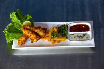 fried chicken wings with salad