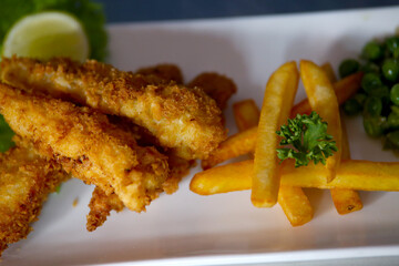 fried fish and chips on a plate