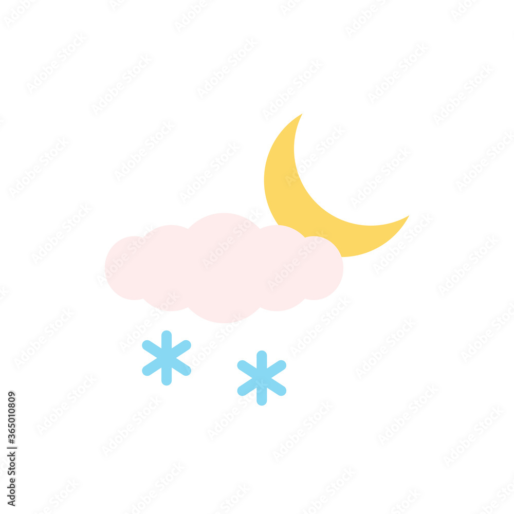 Poster cloud, moon, snow icon. simple color vector elements of forecast icons for ui and ux, website or mob