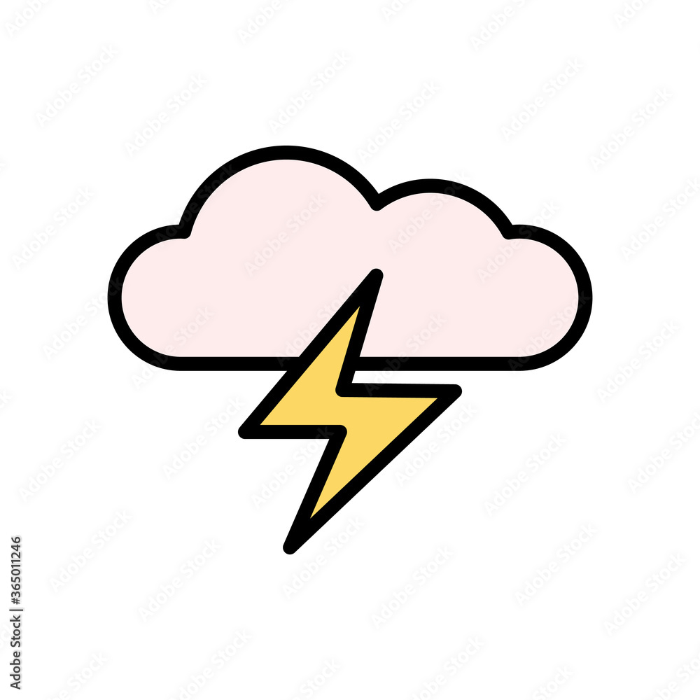 Poster cloud, lightning icon. simple color with outline vector elements of forecast icons for ui and ux, we
