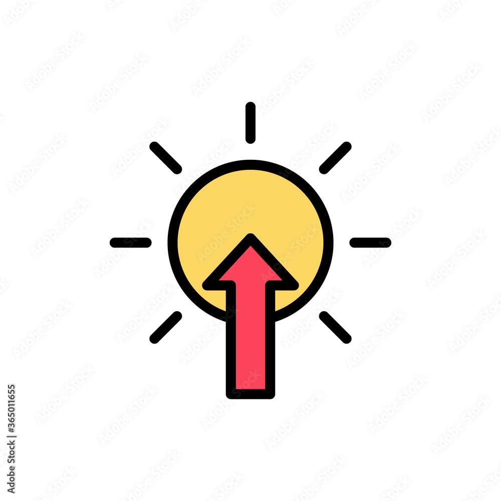 Poster sun, arrow, dawn icon. simple color with outline vector elements of forecast icons for ui and ux, we