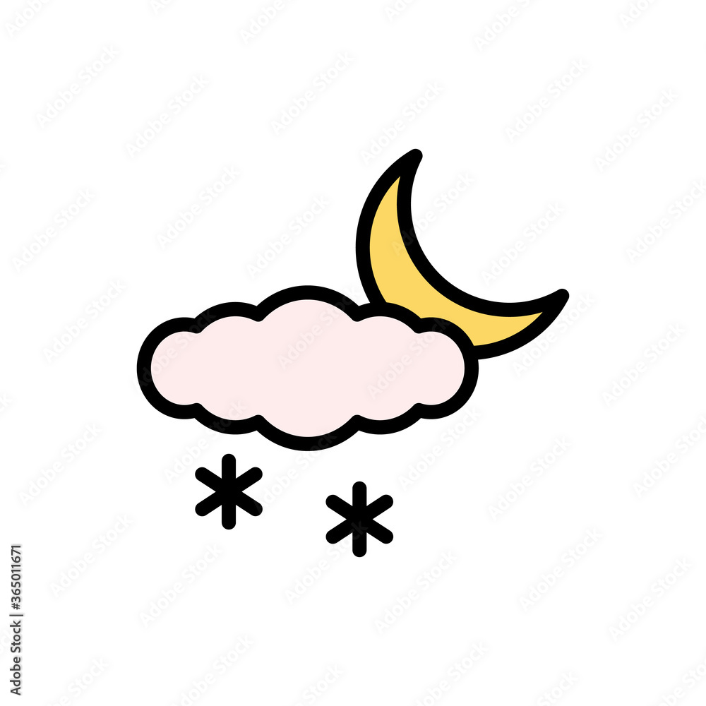 Poster cloud, moon, snow icon. simple color with outline vector elements of forecast icons for ui and ux, w