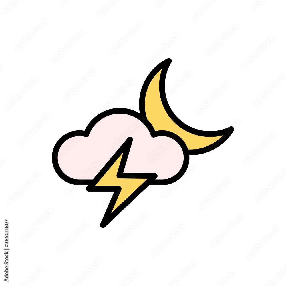 Aufkleber cloud, lightning, moon icon. simple color with outline vector elements of forecast icons for ui and 