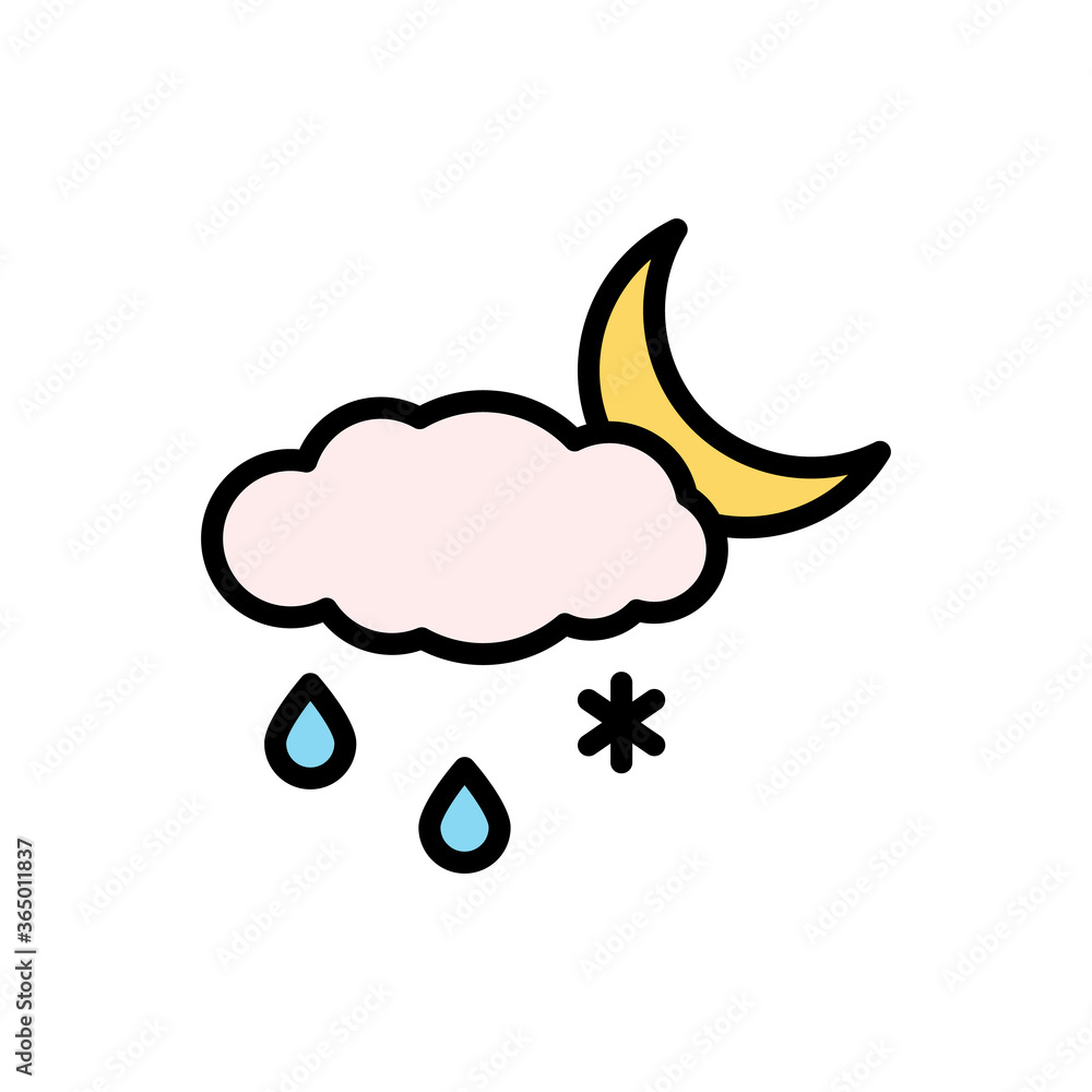 Poster cloud, rain, snow, moon icon. simple color with outline vector elements of forecast icons for ui and