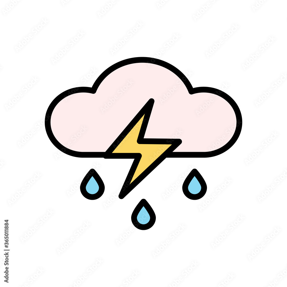 Poster cloud, rain, lightning icon. simple color with outline vector elements of forecast icons for ui and 