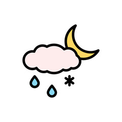 Cloud, rain, snow, moon icon. Simple color with outline vector elements of forecast icons for ui and ux, website or mobile application