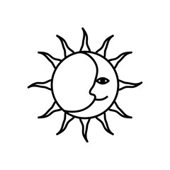 sun eclipse icon, line style