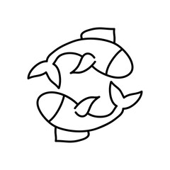 astrology concept, fishes symbol of pisces sign, line style