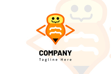 bee smile with code web illustration logo template