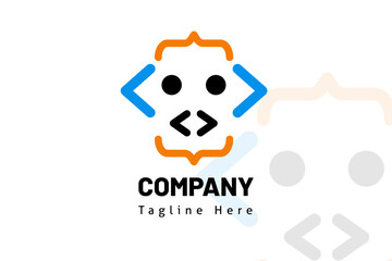 face human with web code illustration logo template