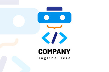 auto robot with web code illustration logo template