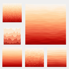 Abstract waves background collection. Curves in orange red colors. Amazing vector illustration.