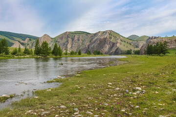 Early morning on the Delger Moron River in Mongolia