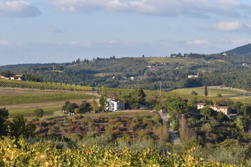 The picturesque landscape of the village in Tuscany Italy