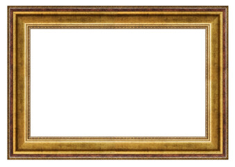 Golden vintage rectangle frame on a white background