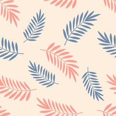 Fototapeta na wymiar Leaves of palm tree. Seamless pattern. Vector background.