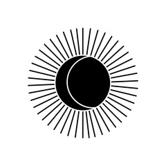 sun and moon icon, silhouette style