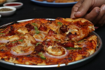 close up of a pizza