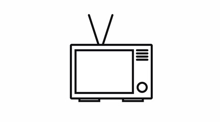 Vector Isolated Black and White TV Icon of Sign