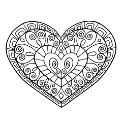 Doodle heart. Hand drawn element. Vector heart for greeting card, wedding, sticker, coloring book page, print, decoration. Valentine's day. Isolated on white.
