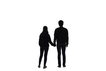 Young couple holding hands with standing
