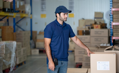 industrial worker man in factory, worker man working in warehouse stock checking. suppervisor team...