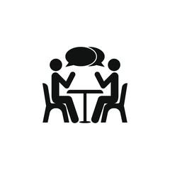 Two people at the table icon design isolated on white background. Vector illustration