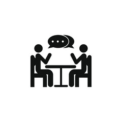 Two people at the table icon design isolated on white background. Vector illustration