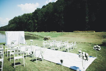 Decorations for the wedding ceremony. Beautiful flowers
