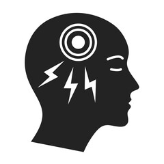 Acute headache black glyph icon. Isolated vector element. Outline pictogram for web page, mobile app, promo.