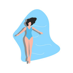 Young woman lying on the beach on the water