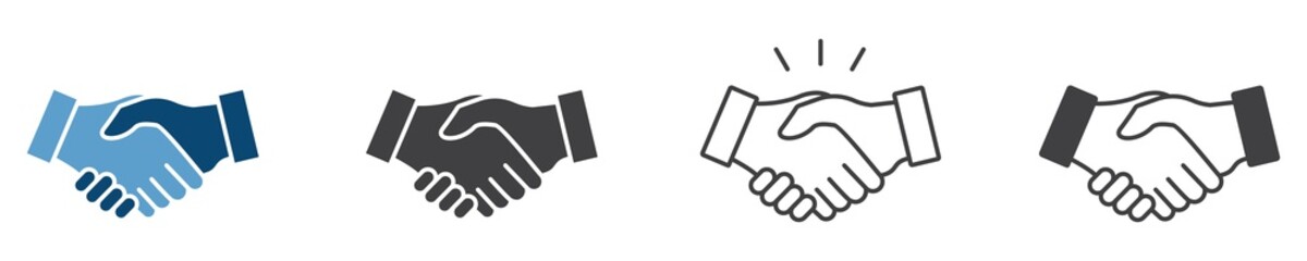 Business agreement handshake icon in different style vector illustration, friendly handshake icon for apps and websites - obrazy, fototapety, plakaty