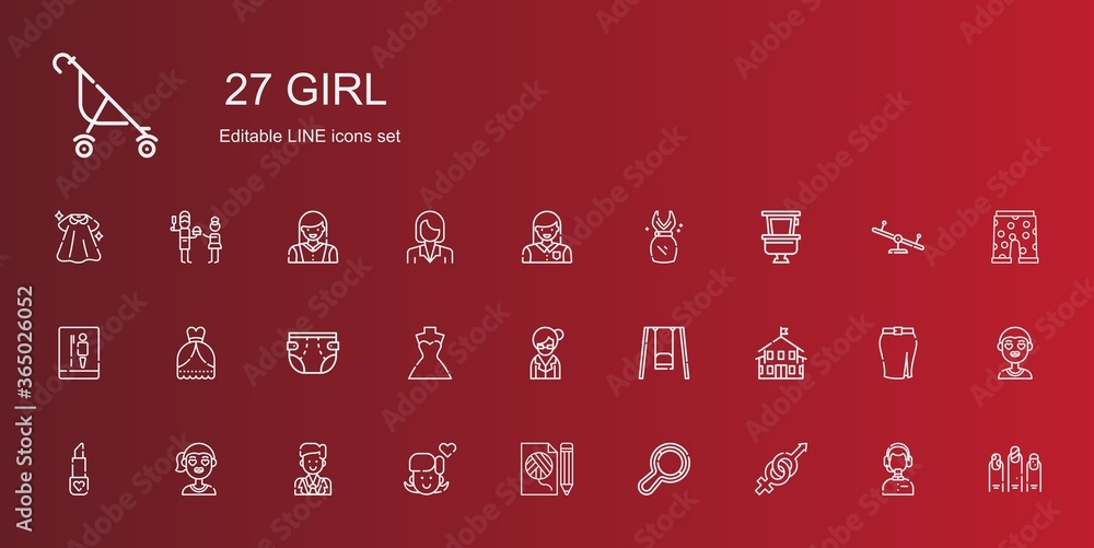 Canvas Prints girl icons set