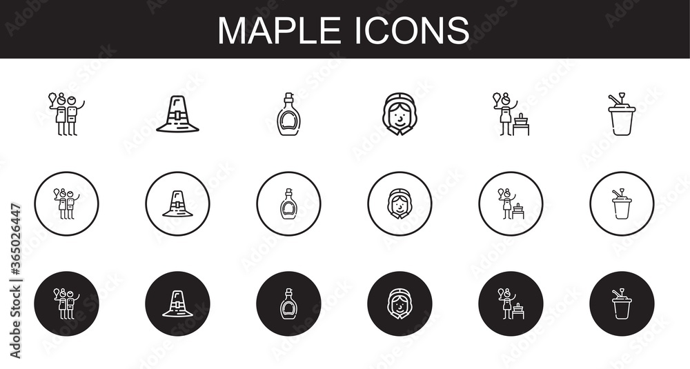 Poster maple icons set