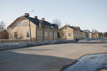 Fototapeta premium Houses By A Road