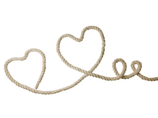 Heart-shaped rope frame with white background