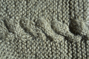 Handmade knitted fabric grey wool background texture