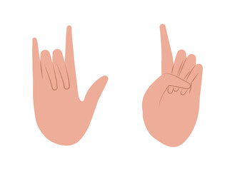 one and rock sign with hand design of People arm finger person learn communication healthcare theme Vector illustration