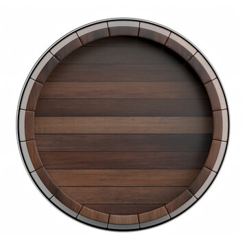 Wooden barrel top view isolated on white background 3d illustration